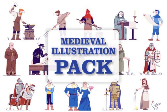 Discover the Magic of Medieval Period Svg Illustrations Set