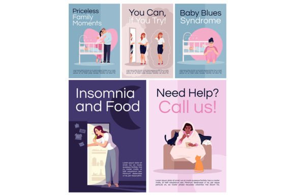 Empowering Women's Well-Being: The Stress in Woman Poster Template Set