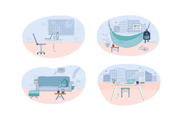 Explore Creative Workplaces with SVG Illustrations