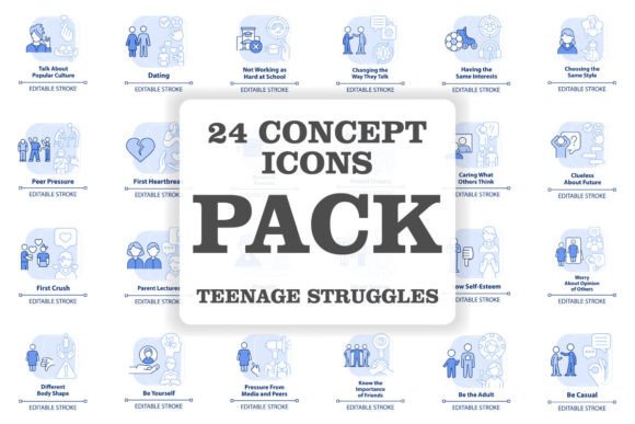 Exploring the Versatility of Teenage Struggles Svg Blue Concept Icons